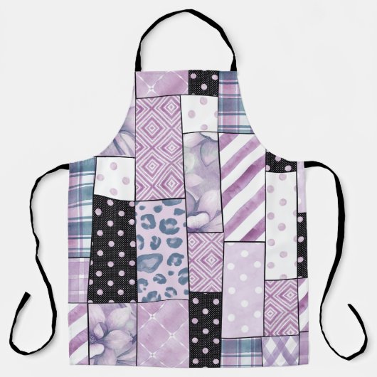 Lilac Patchwork Boho Kitchen Schürze (Vorderseite)