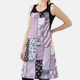 Lilac Patchwork Boho Kitchen Schürze