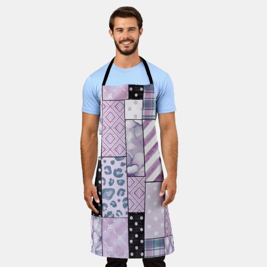 Lilac Patchwork Boho Kitchen Schürze (Getragen)