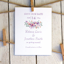 Lilac & Peach Bouquet Wedding Save the Date Einladung