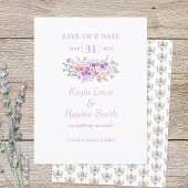Lilac & Peach Bouquet Wedding Save the Date Einladung