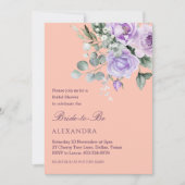 Lilac Peach Floral Peony Bridal Shower Einladung (Vorderseite)