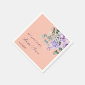 Lilac Peach Floral Peony Bridal Shower Serviette (Ecke)
