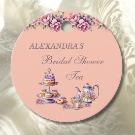 Lilac Peach Floral Tea Bridal Shower Thank You Geschenkanhänger