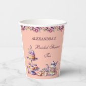 Lilac Peach Floral Tea Party Bridal Shower Pappbecher (Vorderseite)