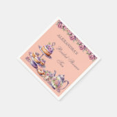 Lilac Peach Floral Tea Party Bridal Shower Serviette (Ecke)