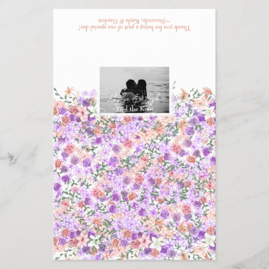 Lilac & Peach Floral Wedding Candy Bar Wrapper Flyer (Vorne)