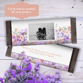 Lilac & Peach Floral Wedding Candy Bar Wrapper Flyer