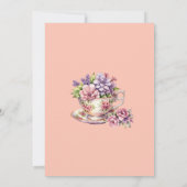 Lilac Peach Floral Whimsical Tea Bridal Shower Einladung (Rückseite)