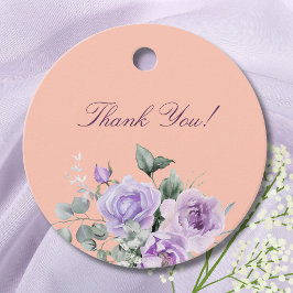 Lilac Peach Peony Bridal Shower Thank You Geschenkanhänger