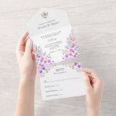 Lilac & Peach Rose Bouquet Wedding All In One Einladung (Abreißen)