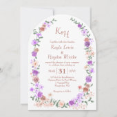 Lilac & Peach Rose Garden Arches Canopy Wedding Einladung (Vorderseite)
