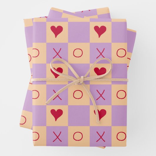 Lilac Peach XO Herz geprüft Geschenkpapier Set (Beispiel)