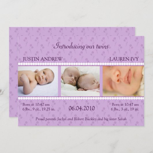 Lilac Pearl Twins Ankündigung (Vorne/Hinten)