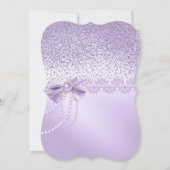 Lilac Perlace Glitzer lila Geburtstagsparty Einladung (Rückseite)