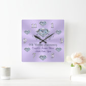 Lilac Personalisiert Diamond Jubiläumsgeschenkuhr Quadratische Wanduhr (Zuhause)