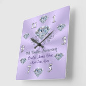 Lilac Personalisiert Diamond Jubiläumsgeschenkuhr Quadratische Wanduhr (Winkel)