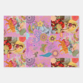 Lilac Pink Boho Whimsical Botanical Flora Geschenkpapier Set (Vorderseite)