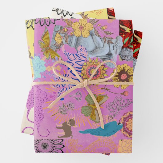 Lilac Pink Boho Whimsical Botanical Flora Geschenkpapier Set (Beispiel)
