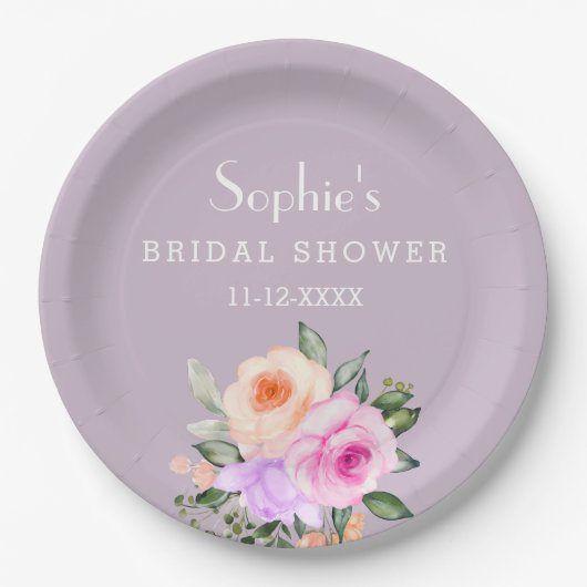 Lilac Pink Bright Rose Brautparty Pappteller (Vorderseite)