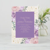 Lilac Pink Cream Floral Gold Glitzer Hochzeit Einladung (Stehend Vorderseite)