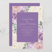 Lilac Pink Cream Floral Gold Glitzer Hochzeit Einladung (Vorne/Hinten)