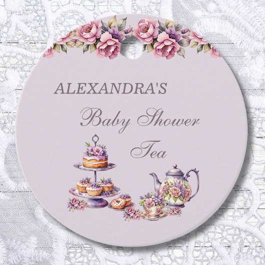 Lilac Pink Floral Tea Baby Dusche Vielen Dank Geschenkanhänger