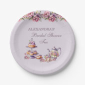 Lilac Pink Floral Tee Party Brautparty Pappteller (Vorderseite)