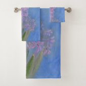 Lilac Pink Hyacinth Gemälde Badhandtuch Set (Insitu)