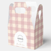 Lilac Pink kariert Gingham Preppy Gastgeschenk Hoc Geschenkschachtel (Geöffnet)