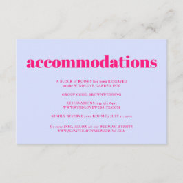 Lilac Pink Minimalist Wedding Accommodations Begleitkarte