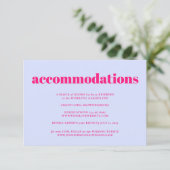 Lilac Pink Minimalist Wedding Accommodations Begleitkarte (Stehend Vorderseite)