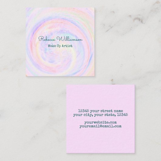 Lilac Pink Pastel Swirl Make up Artist Quadratische Visitenkarte (Vorne/Hinten)