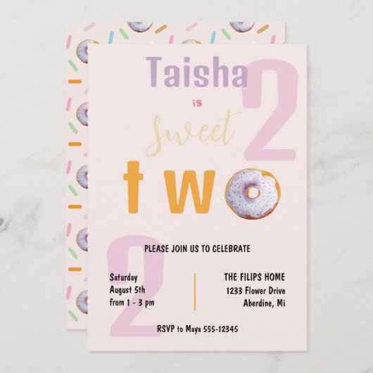 Lilac Pink Sprinkle Donut Aquarellbilder (Vorne/Hinten)