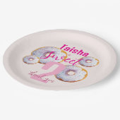 Lilac Pink Sprinkle Donut Aquarellbilder Pappteller (Schrägansicht)