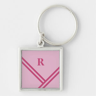 Lilac Pink Stripes Trending Colors Monogram Schlüsselanhänger