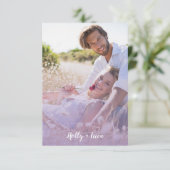 Lilac Pink Trendy Transparency Effect Photo Couple Einladung (Stehend Vorderseite)