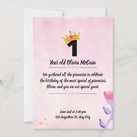 Lilac Pink und Gold Minimalistisch 1 Jahr Jubiläum Save The Date (Vorderseite)