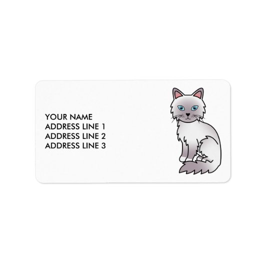 Lilac Point Birman/Ragdoll Cat & Custom Text Adressaufkleber (Vorne)