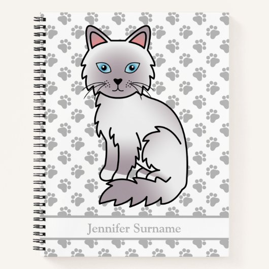Lilac Point Birman / Ragdoll Cat & Custom Text Notizblock (Vorderseite)