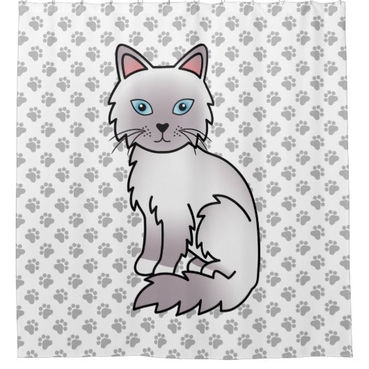 Lilac Point Birman / Ragdoll Cat & Paws Duschvorhang (Vorderseite)