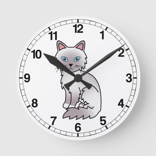 Lilac Point Birman / Ragdoll Cat Runde Wanduhr (Vorderseite)
