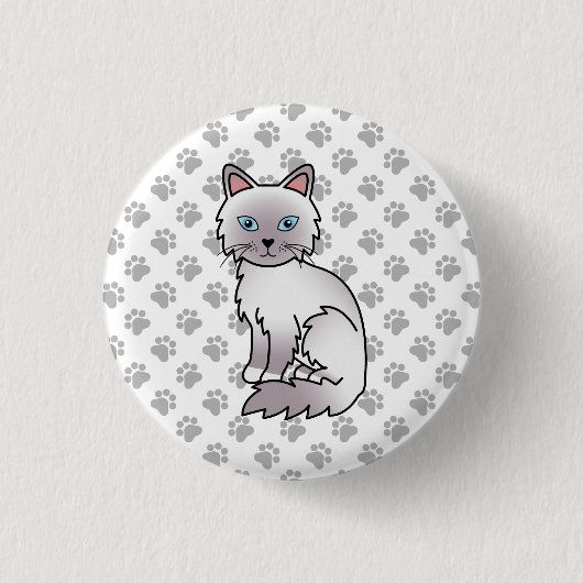 Lilac Point Birman / Ragdoll Niedlich Cat & Paws Button (Vorderseite)