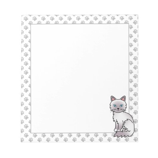 Lilac Point Birman / Ragdoll Niedlich Cat & Paws Notizblock (Vorderseite)