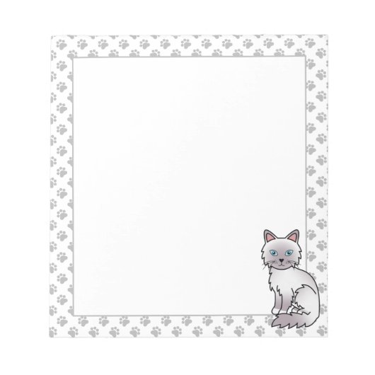 Lilac Point Birman / Ragdoll Niedlich Cat & Paws Notizblock (Vorderseite)