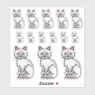 Lilac Point Birman / Ragdoll Süße Cartoon Katzen Aufkleber