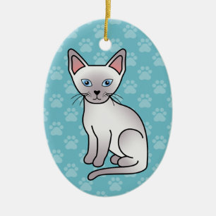 Lilac Point Siamese Katzen-Cartoon-Zeichnung Keramikornament