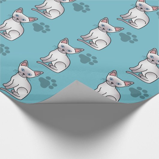 Lilac Point Siamese Rasse Cartoon Zeichnend Geschenkpapier (Ecke)