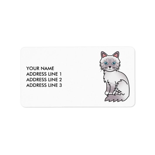 Lilac Point Tabby Birman/Ragdoll Cat & Custom Text Adressaufkleber (Vorne)