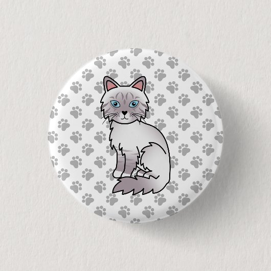 Lilac Point Tabby Birman / Ragdoll Niedlich Cat &  Button (Vorderseite)